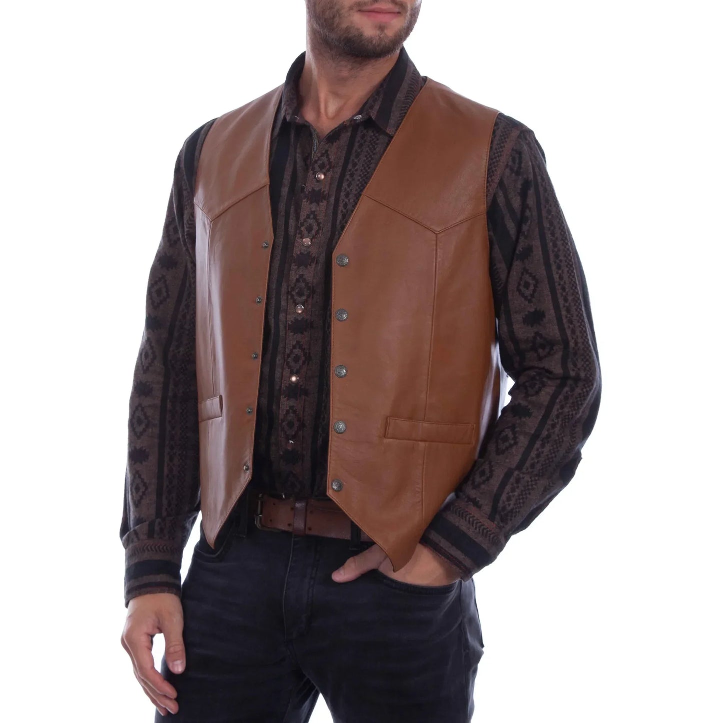 NONECN LisdinoMen Soft Leather Vest For Men Western Biker Attire