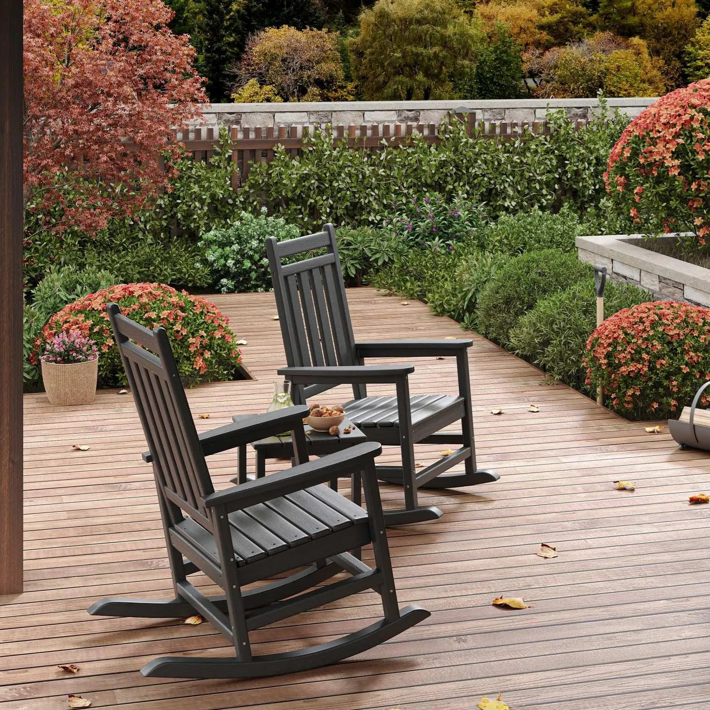 HDPE Rocking Chair Set Of 2 With Side Table Furniture