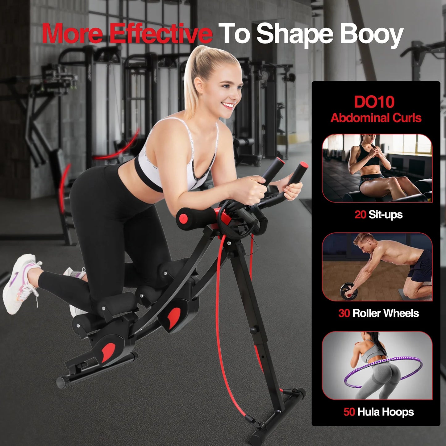 Dual Track Ab Machine Cruncher With Adjustable Height Waist Trainer