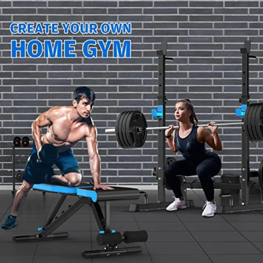 SHXI Adjustable Weight Bench With Squat Rack For Home Gym