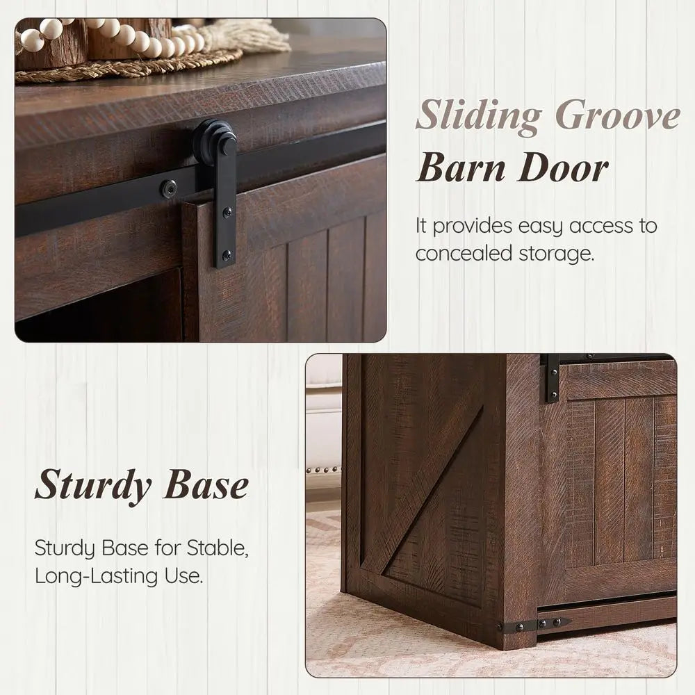 Lift Top Coffee Table With Storage And Sliding Barn Door