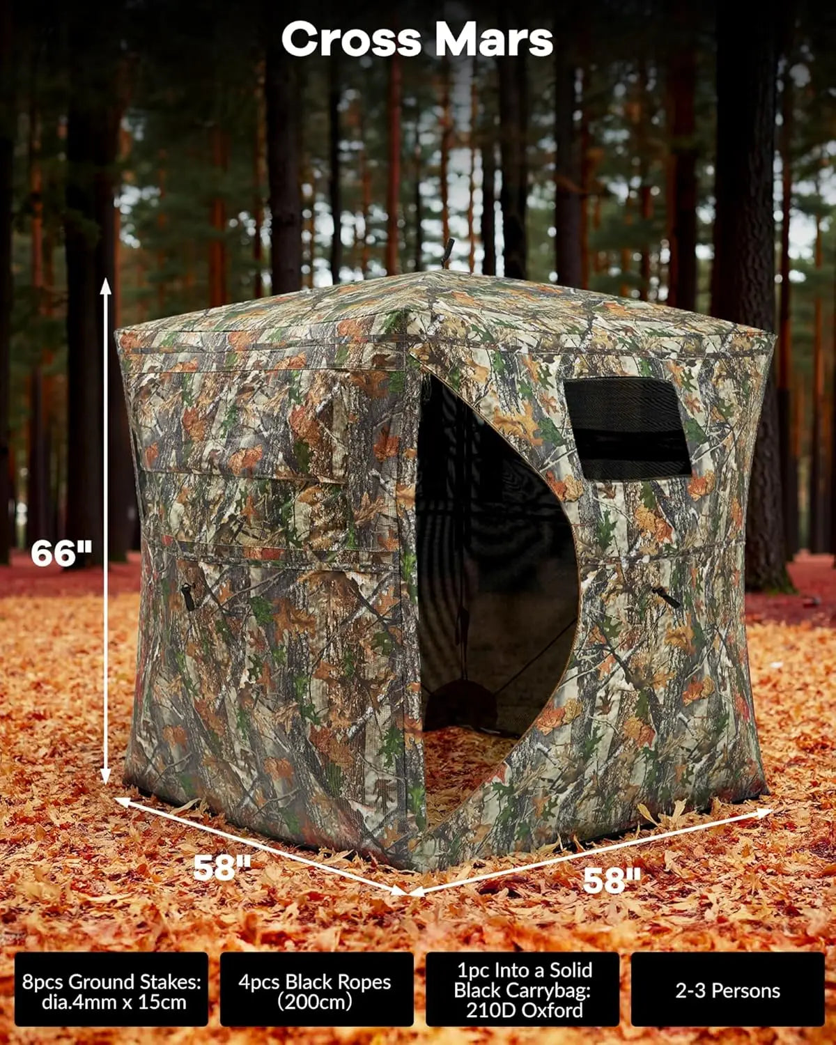 TWISTER.CK Outdoor Hunting Pop Up Ground Blind For 4-6 People