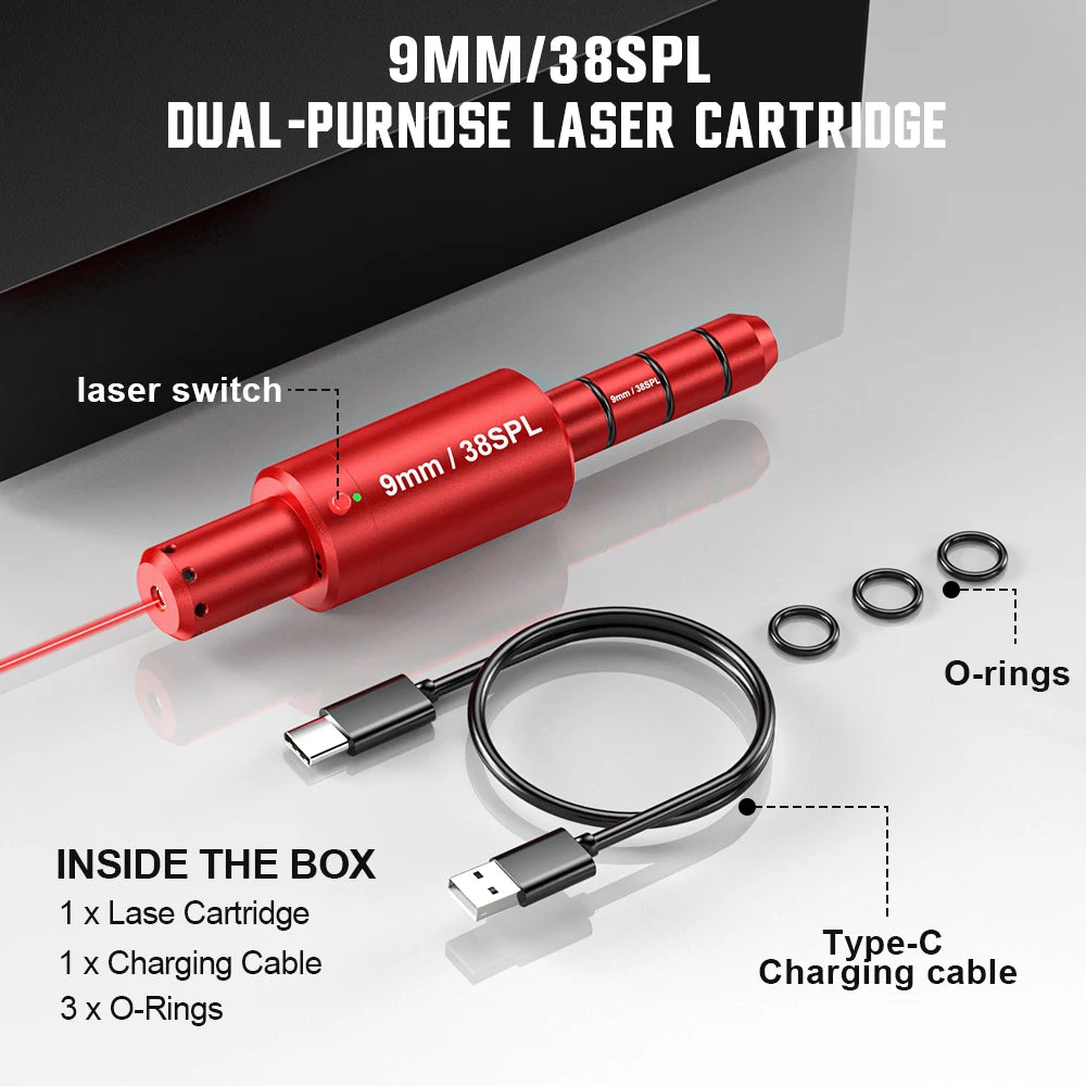 9MM Magnetic Suction Laser Training Bullet With Red Dot Laser