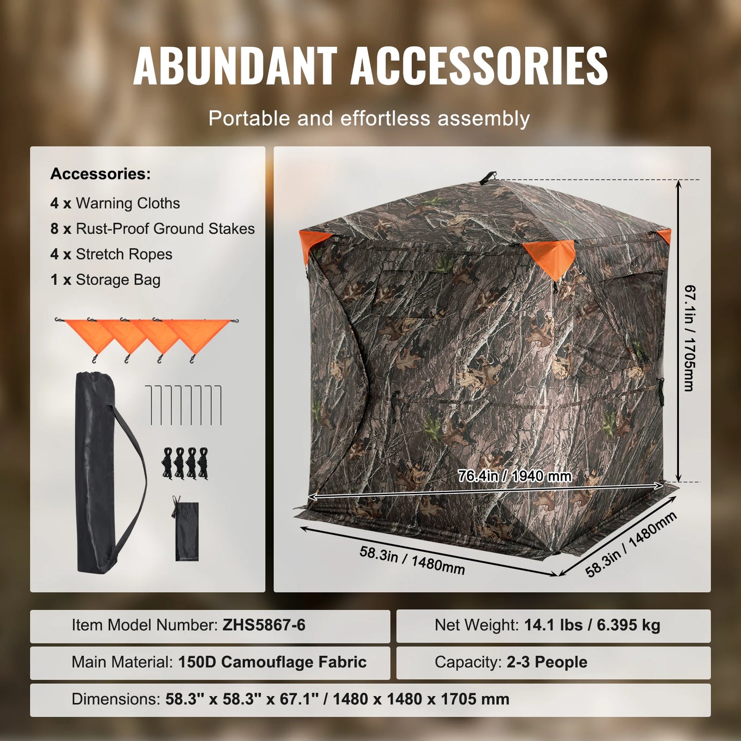 SucceBuy 270 Degree See Through Hunting Blind for Three People