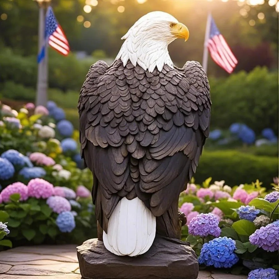 Bald Eagle Garden Statue Outdoor Decor Hand Painted Resin
