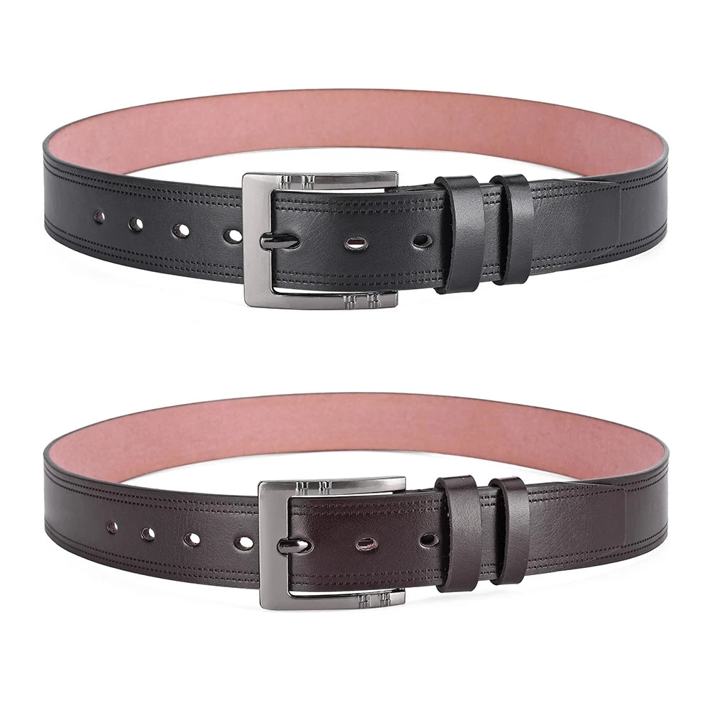 Mens Genuine Leather Belt Buckle Casual Business Cowboy Waistband