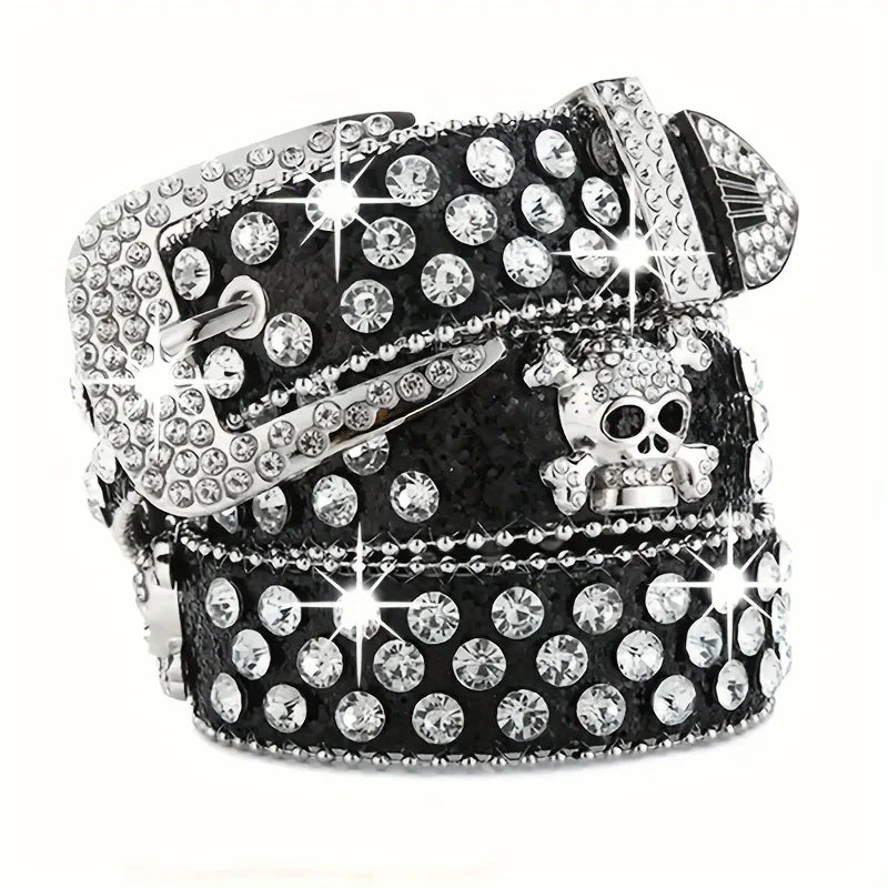 Rhinestone Western Cowgirl Belt PU Leather for Women