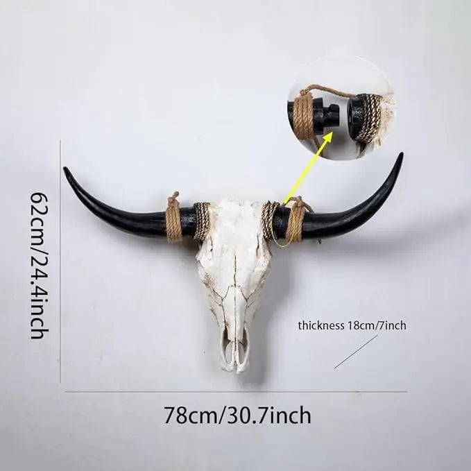 Bull Skull Wall Decor Resin Rustic Western Wall Art