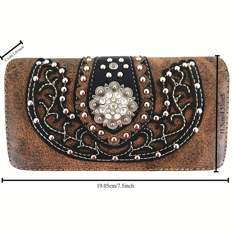Western Rhinestone Concho Purse and Wallet Set for Cowgirl
