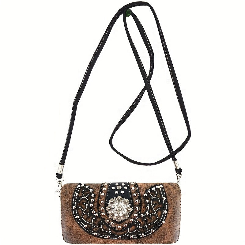 Western Rhinestone Concho Purse and Wallet Set for Cowgirl