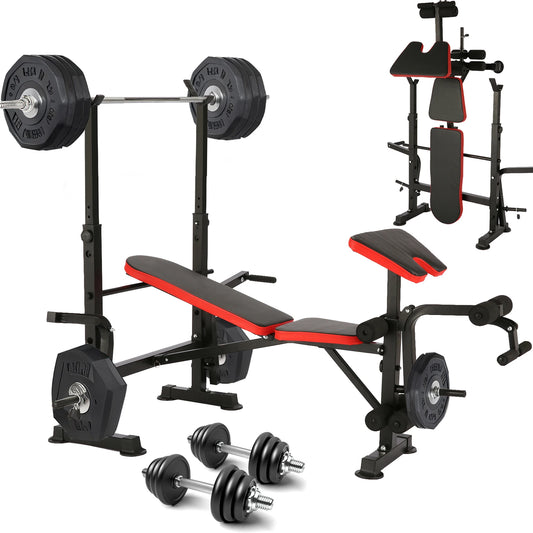 Six In One 660lbs Weight Bench Set With Squat Rack And Incline Bench