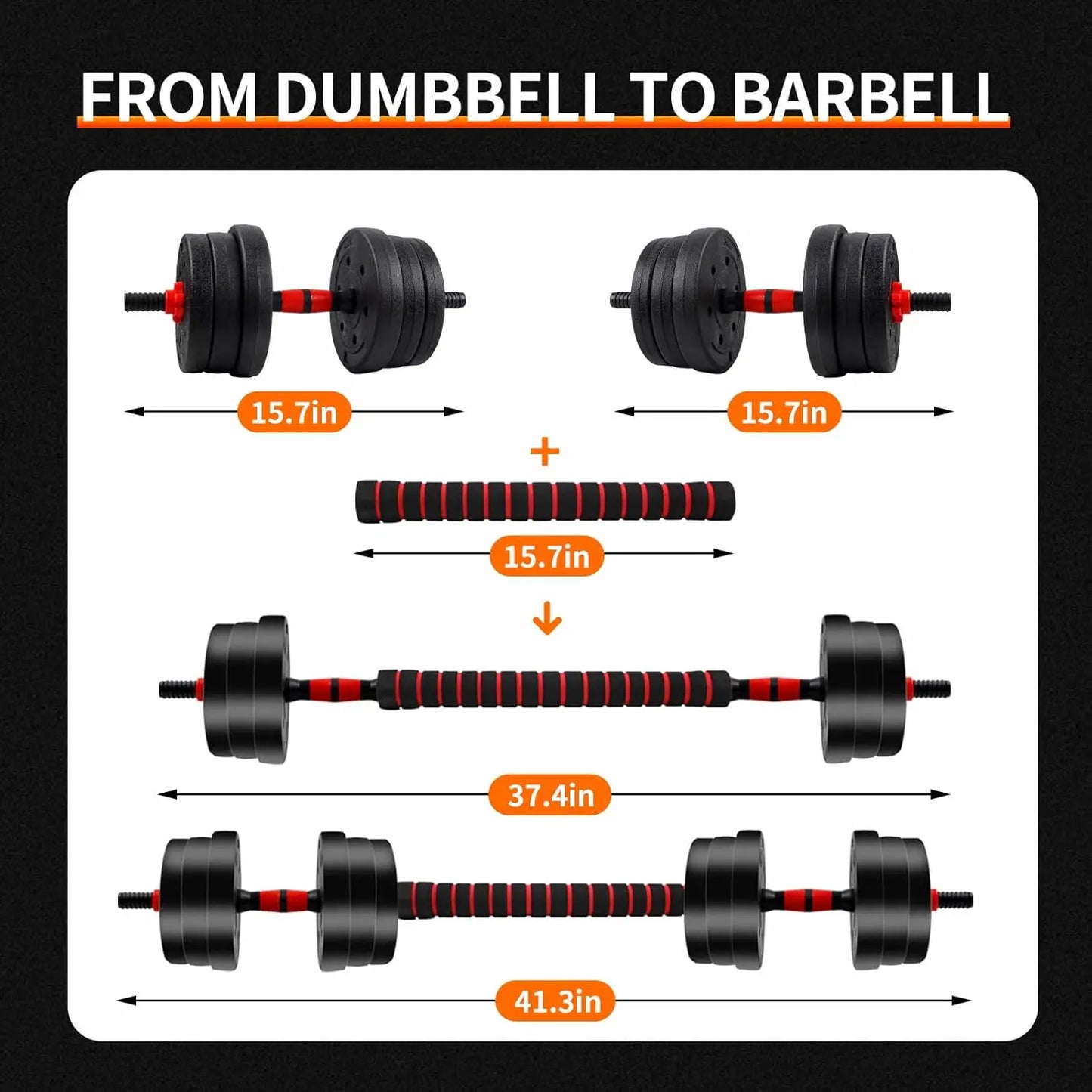 Adjustable Dumbbell Barbell Set 5-44lbs With Anti Slip Grip