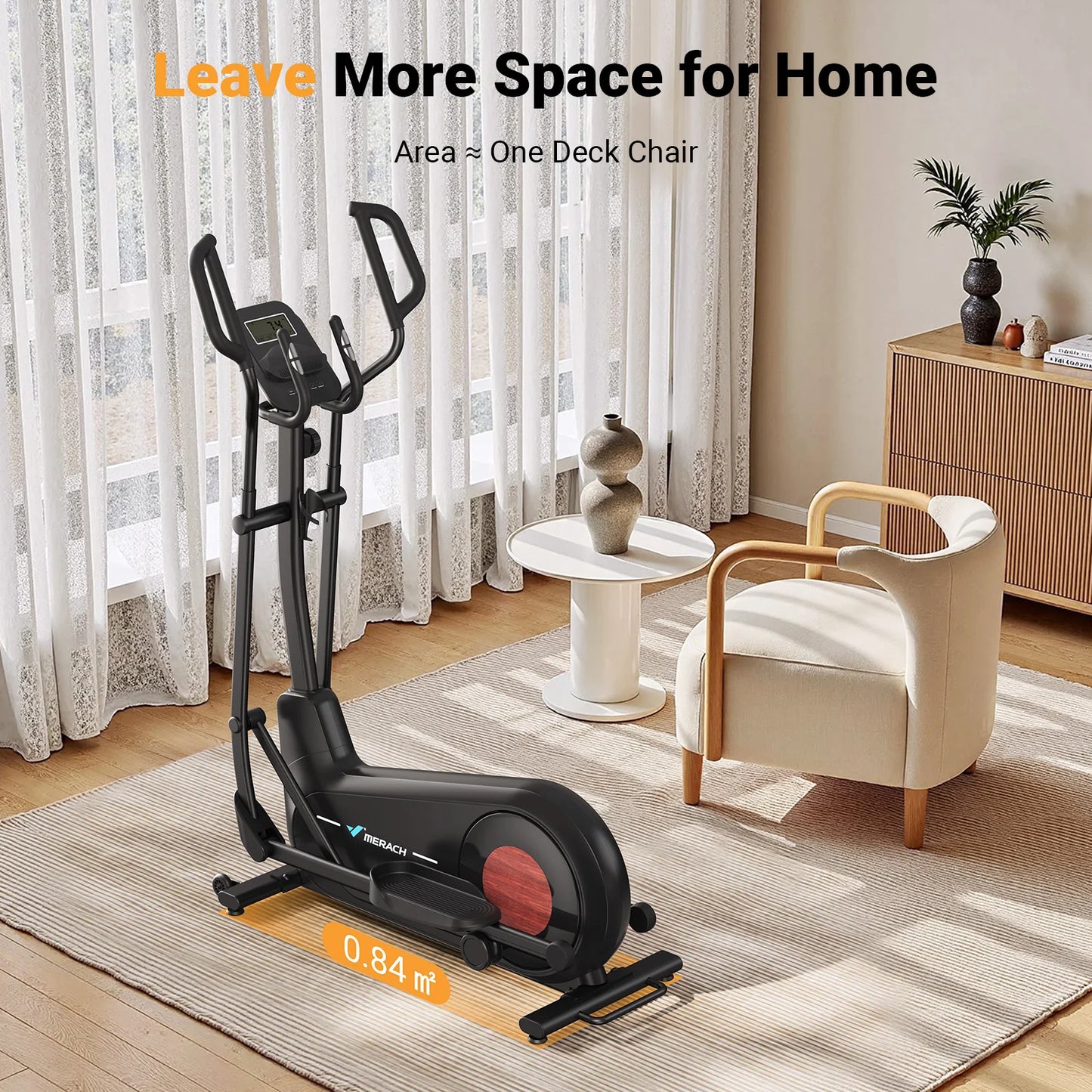 MERACH Elliptical Trainer Hyper Quiet Magnetic Drive 8 Resistance Levels