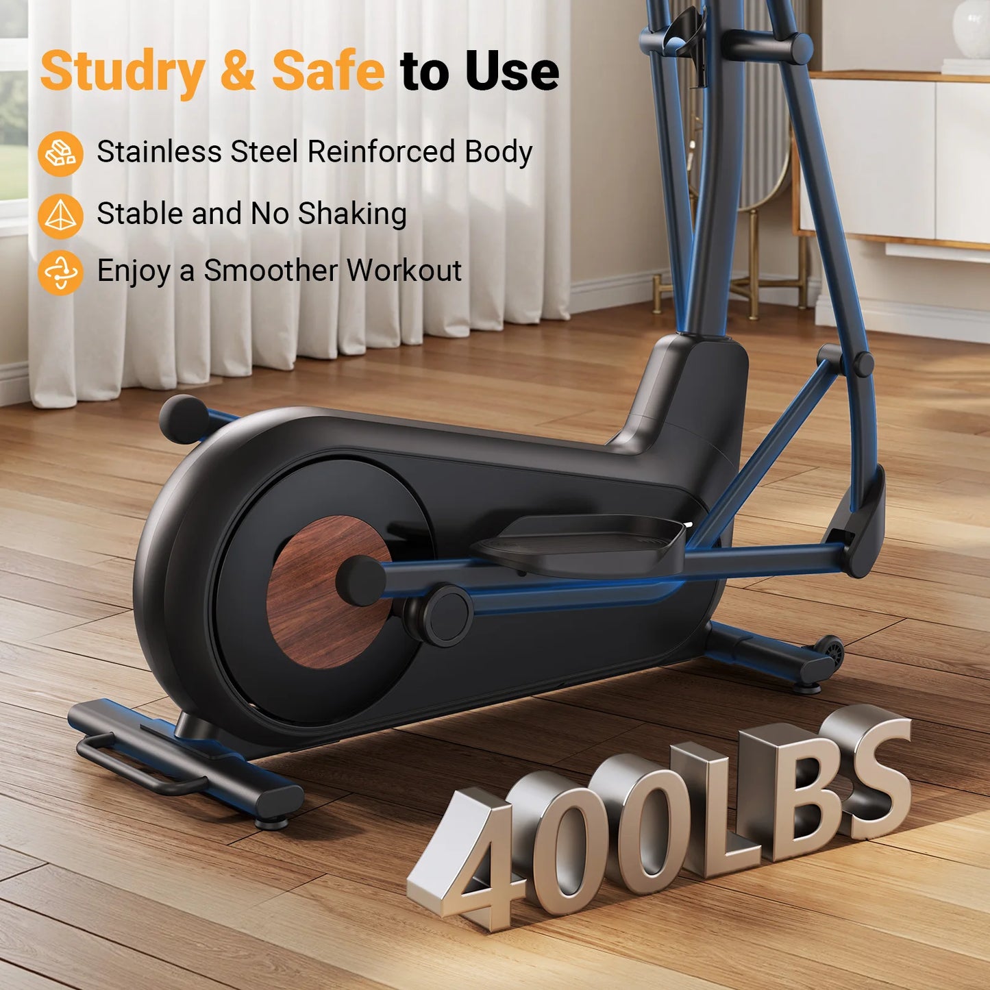 MERACH Elliptical Trainer Hyper Quiet Magnetic Drive 8 Resistance Levels