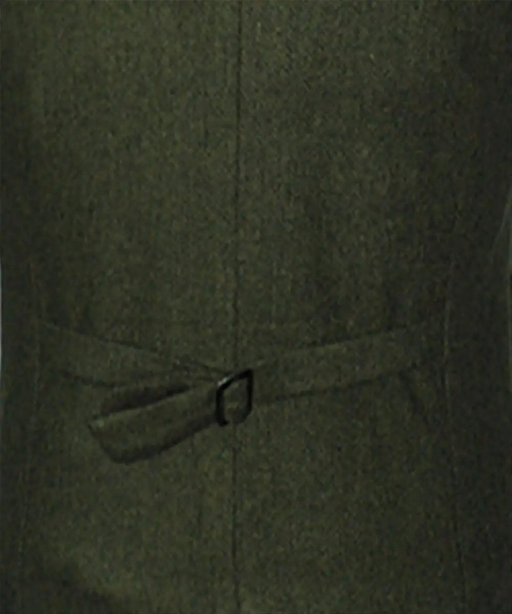 SOLOVEDRESSCN Men's Formal V Neck Wool Herringbone Tweed Waistcoat