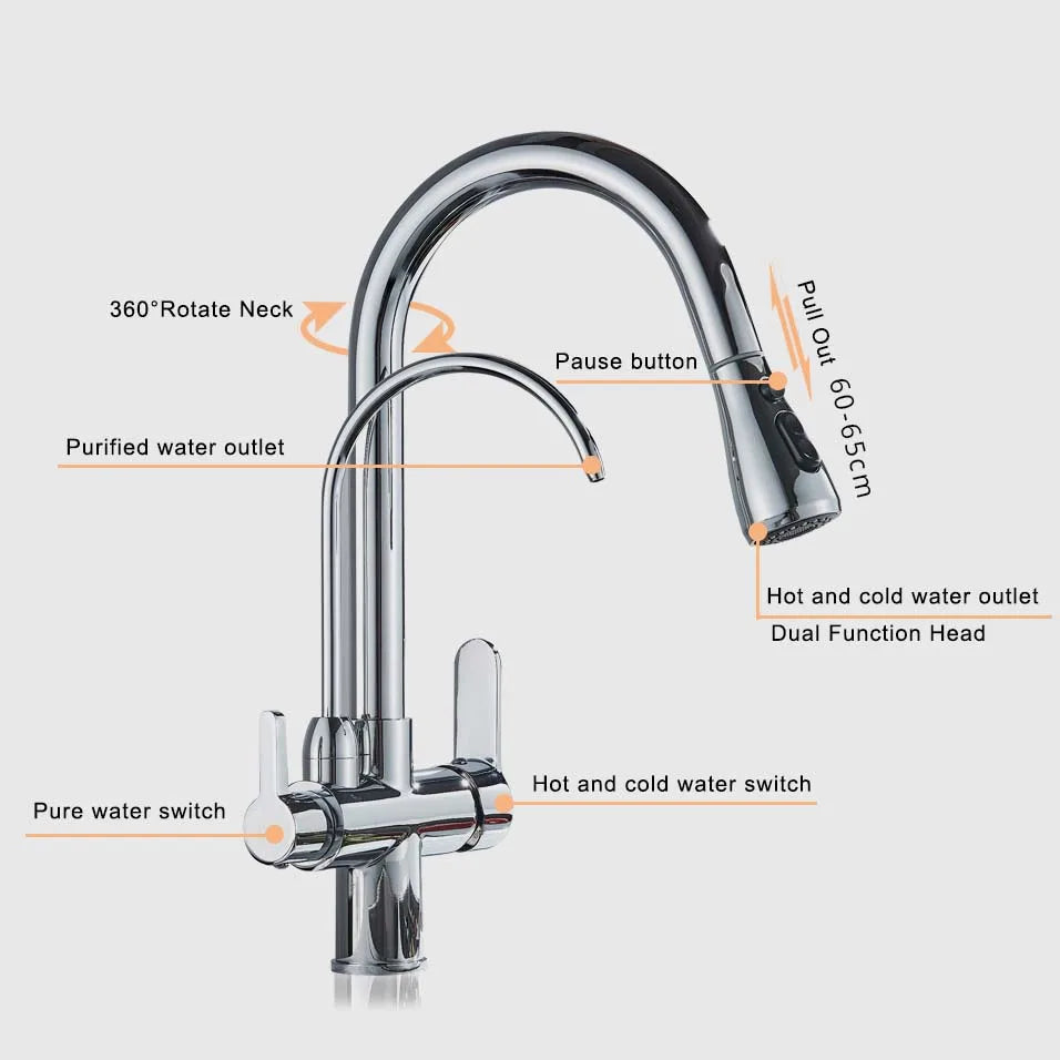Rozin Purification Kitchen Faucet With Pull Out Spray