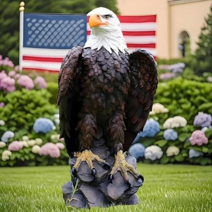Bald Eagle Garden Statue Outdoor Decor Hand Painted Resin