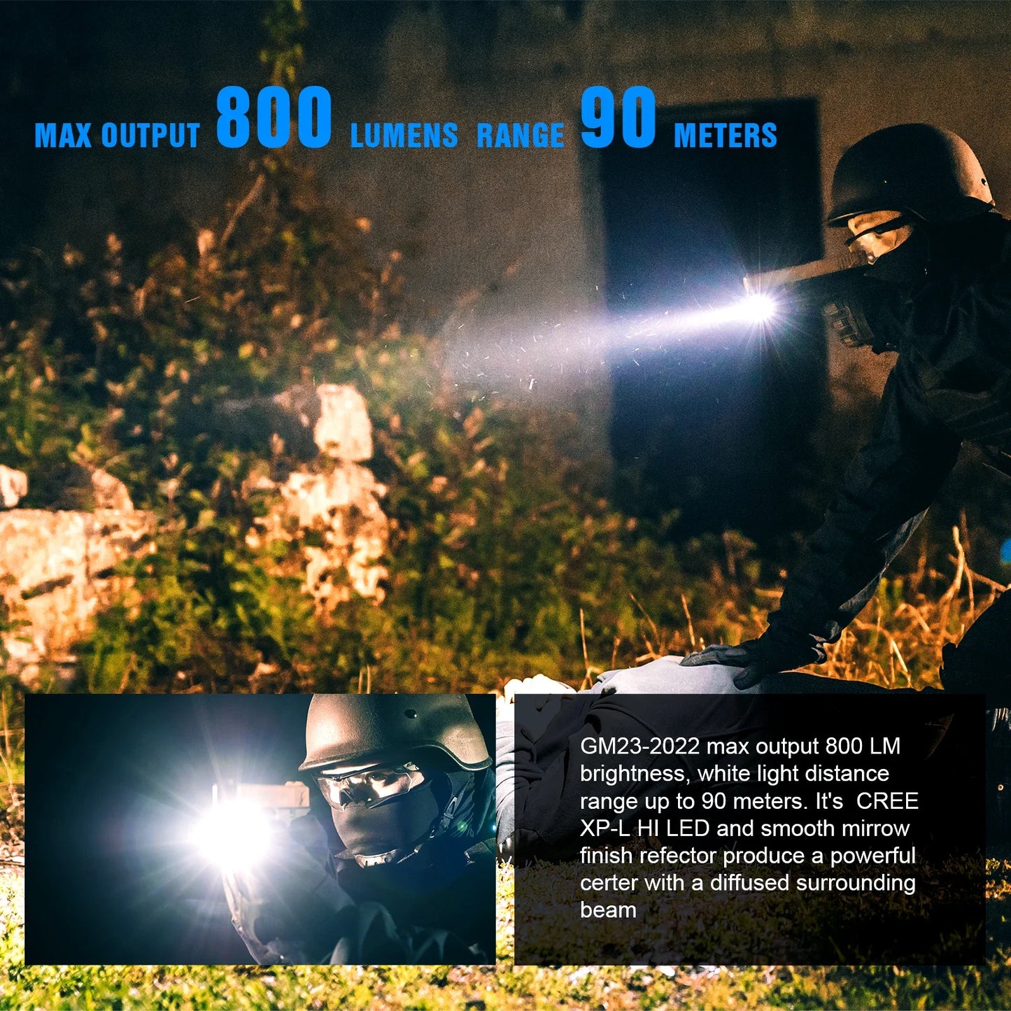 TrustFire GM23 Tactical Led Flashlight 800LM USB Rail Light
