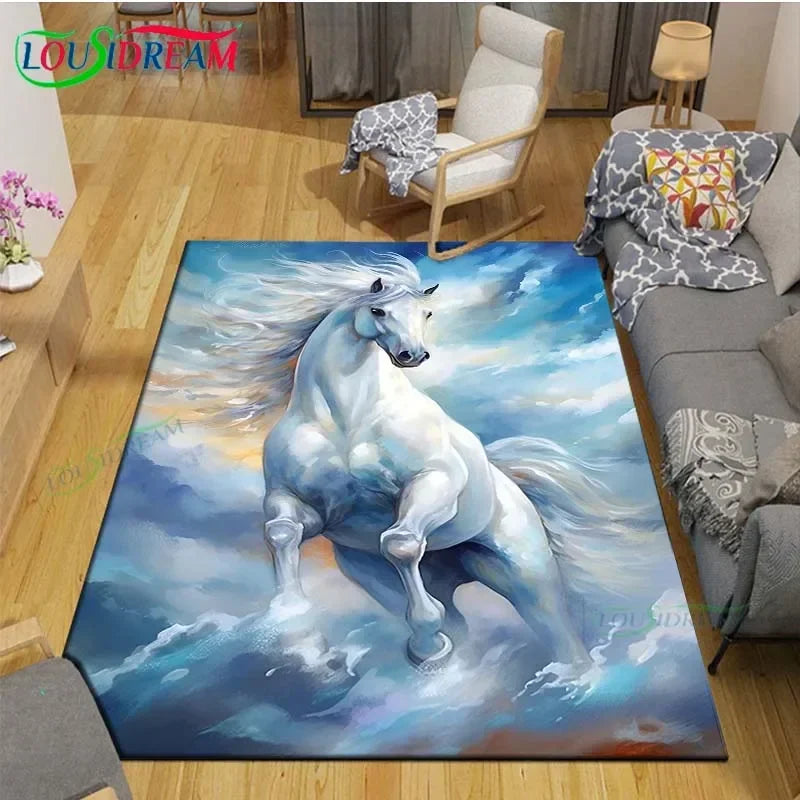 3D Horse Painting Carpet Anti Slip Living Room Rug