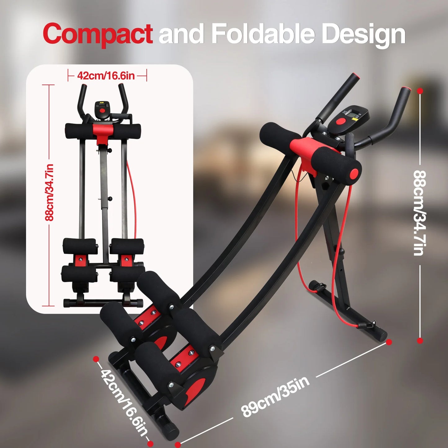 Dual Track Ab Machine Cruncher With Adjustable Height Waist Trainer