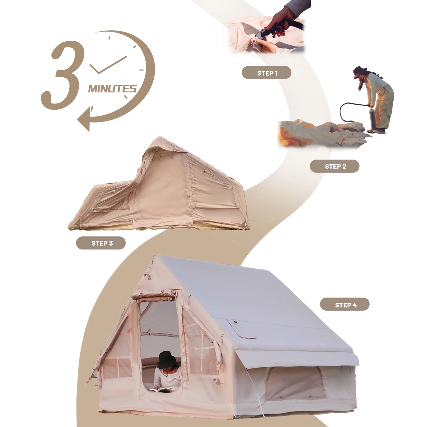 Pakicetus Quick Setup Inflatable Camping Tent With Carry Bag