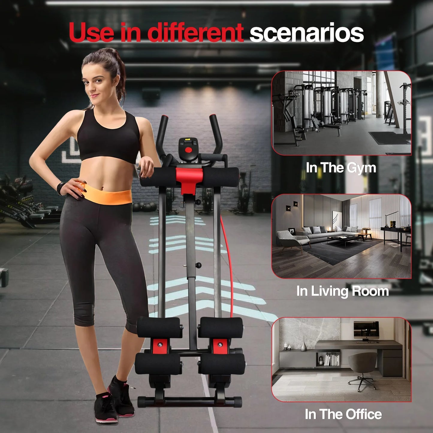 Adjustable Abdominal Curling Exercise Machine Dual Track Foldable Home Gym