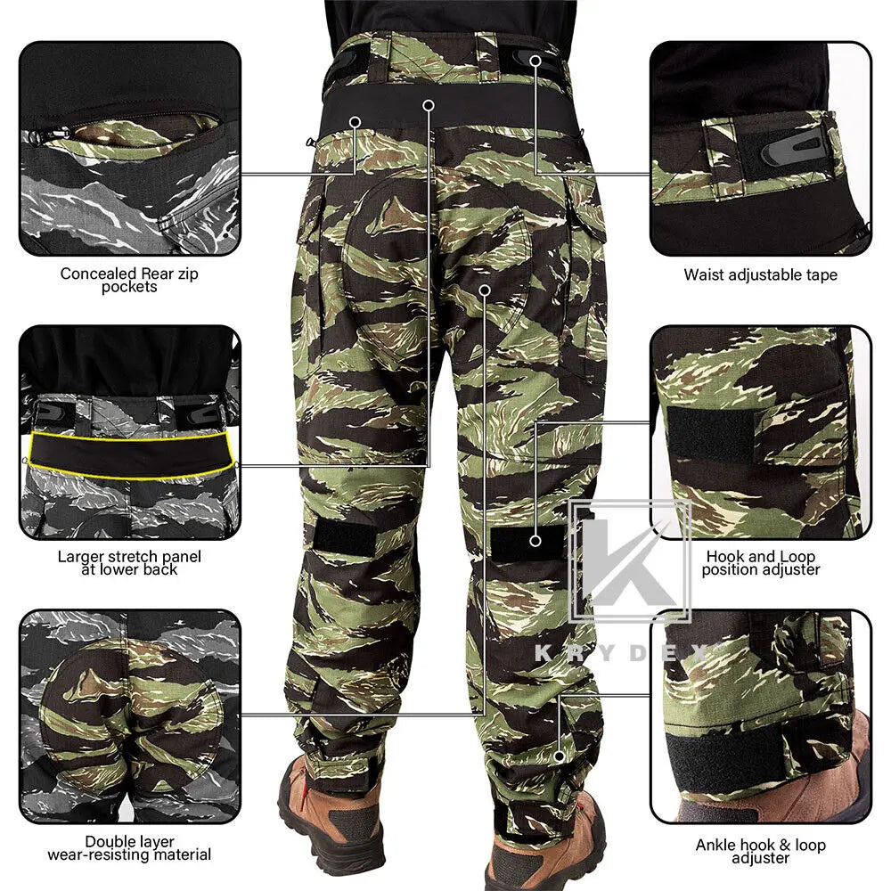 KRYDEX Tiger Stripe Camo Combat Uniform Shirt and Pants Kit