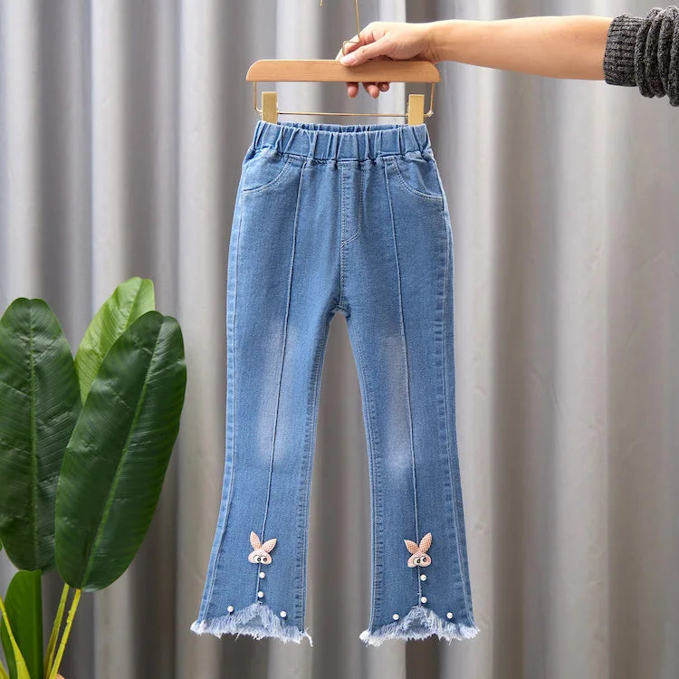 YSUBEST Girls Jeans Bell Bottoms For Spring Autumn Casual Kids