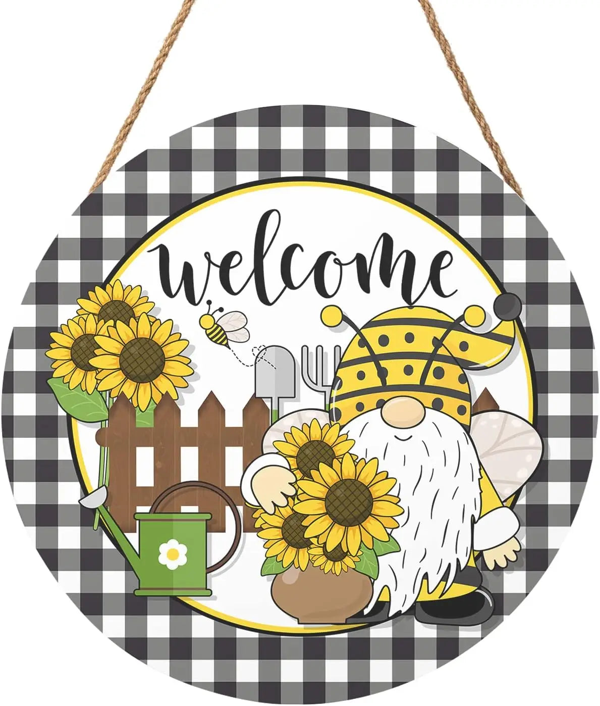 Spring Flowers Hummingbird Round Wooden Sign for Farmhouse Decor