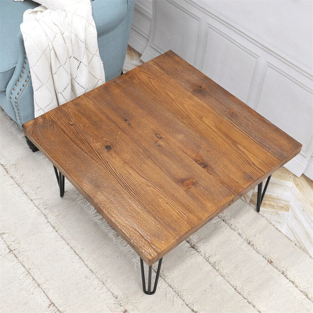 Rustic Square Pine Wood Coffee Table For Living Room Furniture
