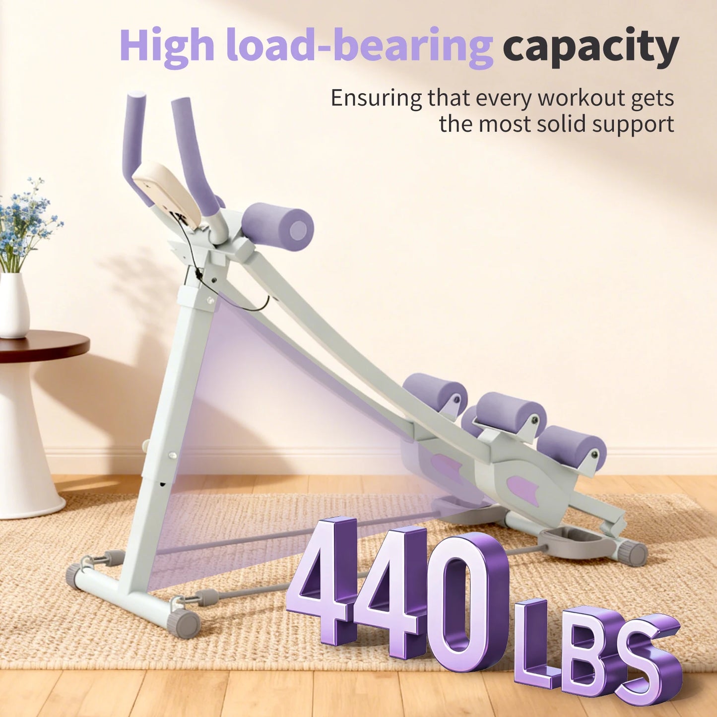 Adjustable Abdominal Curling Exercise Machine Dual Track Foldable Home Gym