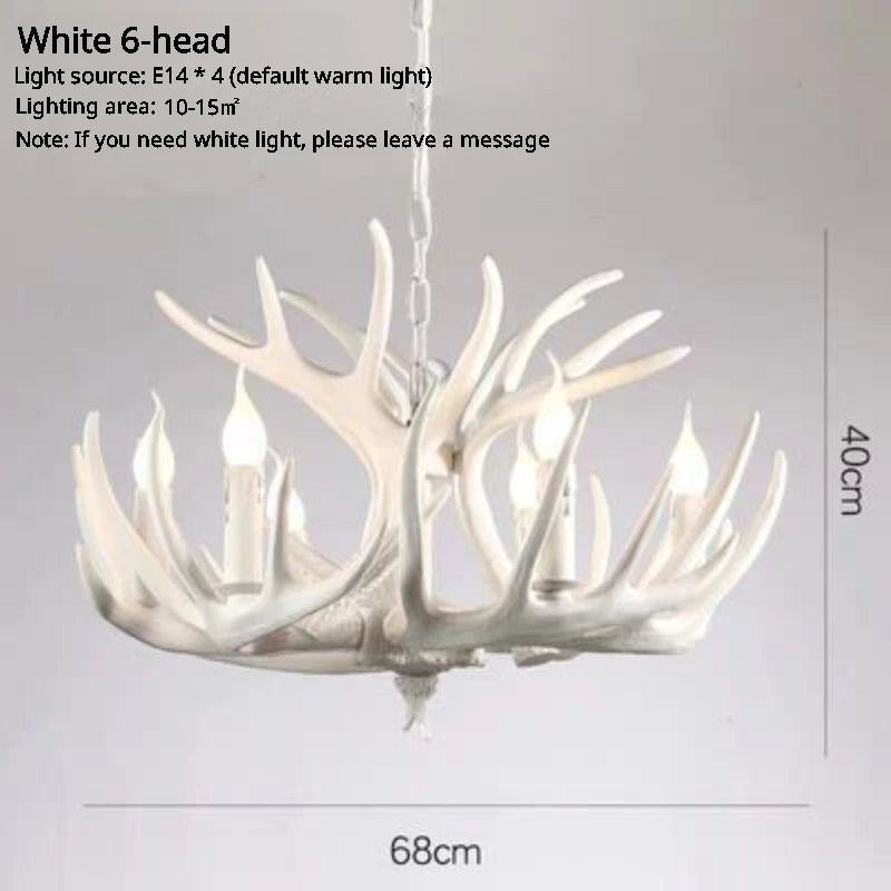Deer Antler Lamp With Lampshade Resin Indoor Home Decor
