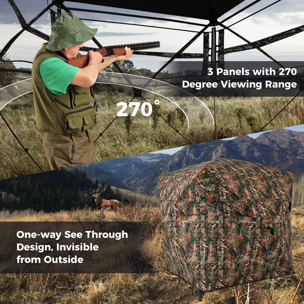 Camouflage Hunting Blind For 3-4 People With 270 Degree View