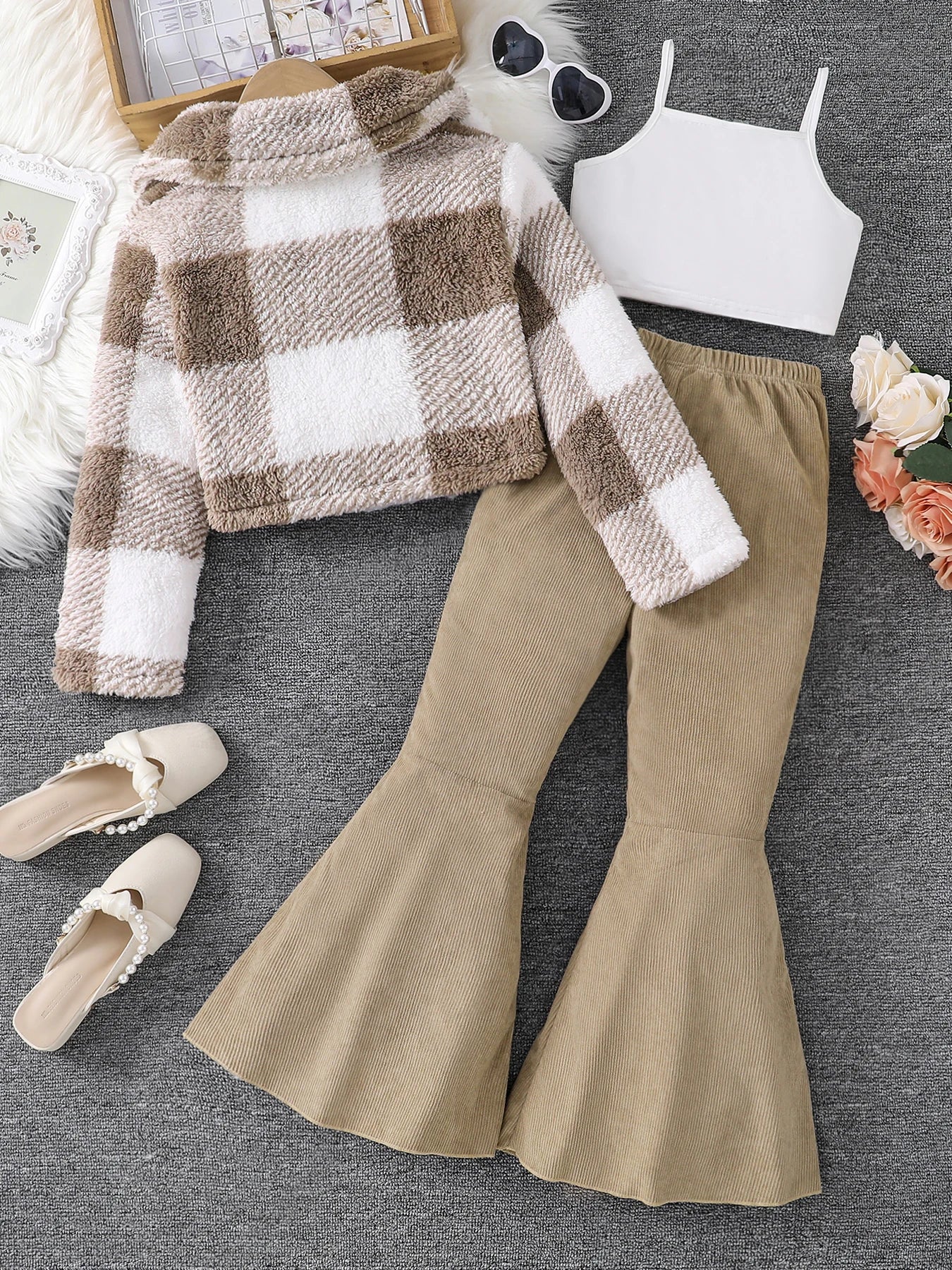 Other Girls 3-Piece Autumn Winter Down Jacket Vest Pants Set