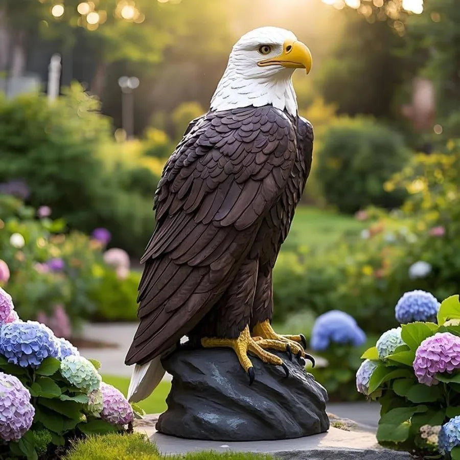 Bald Eagle Garden Statue Outdoor Decor Hand Painted Resin