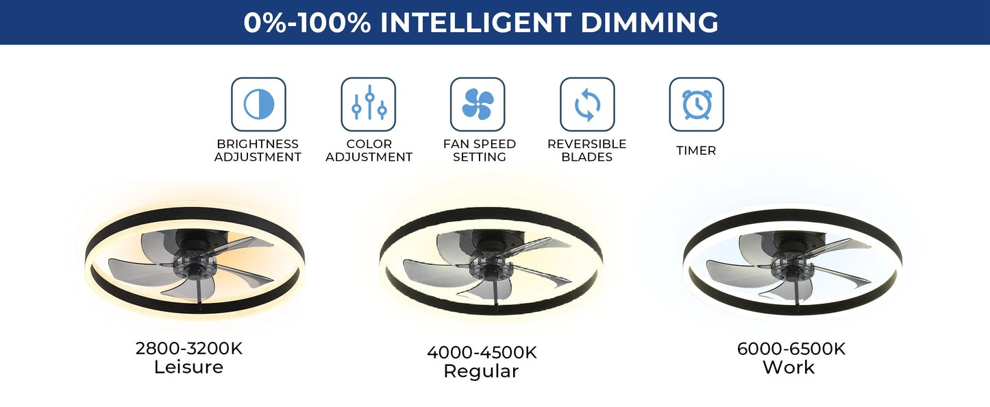 Orison Ceiling Fan With Remote Control Low Profile LED