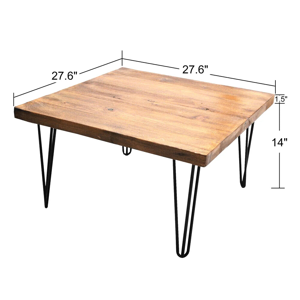 Rustic Square Pine Wood Coffee Table For Living Room Furniture