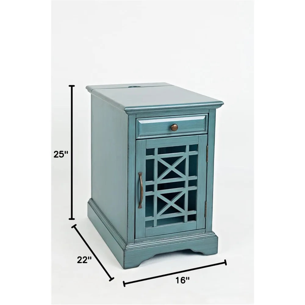 Jofran Farmhouse Craftsman End Table With USB Charging Station