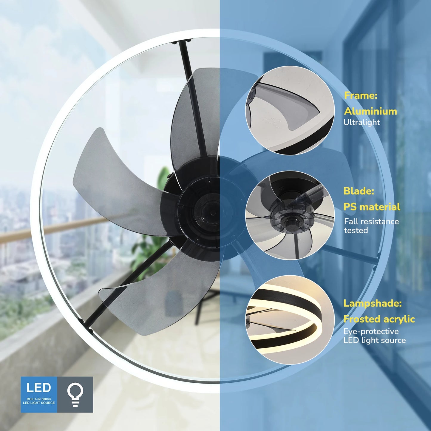 Orison Ceiling Fan With Remote Control Low Profile LED