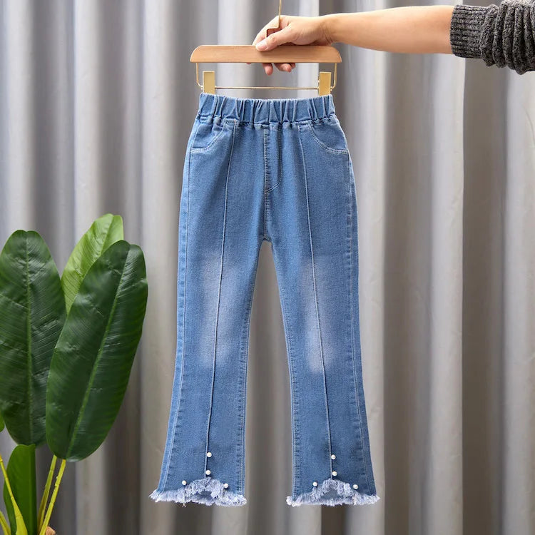 YSUBEST Girls Jeans Bell Bottoms For Spring Autumn Casual Kids