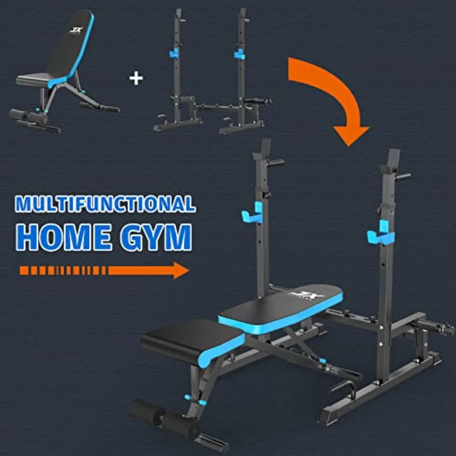 SHXI Adjustable Weight Bench With Squat Rack For Home Gym