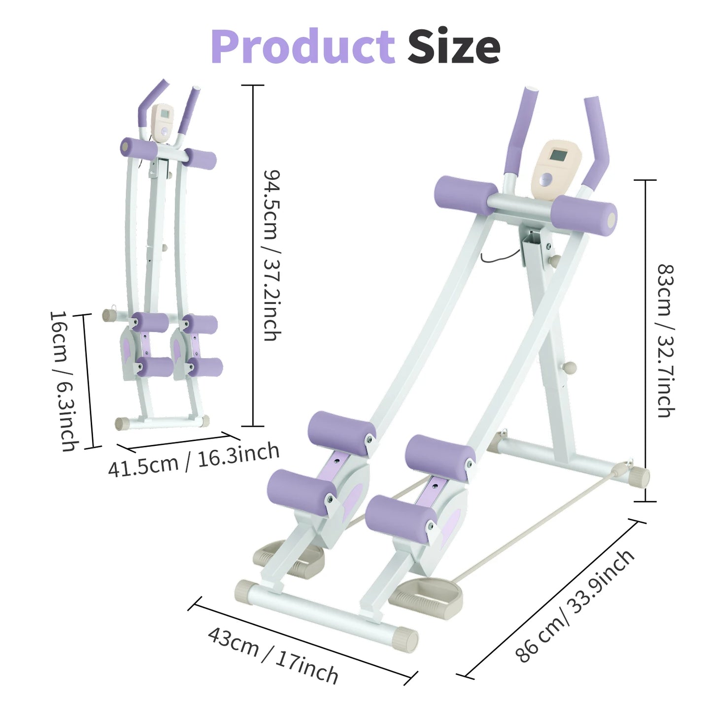 Adjustable Abdominal Curling Exercise Machine Dual Track Foldable Home Gym