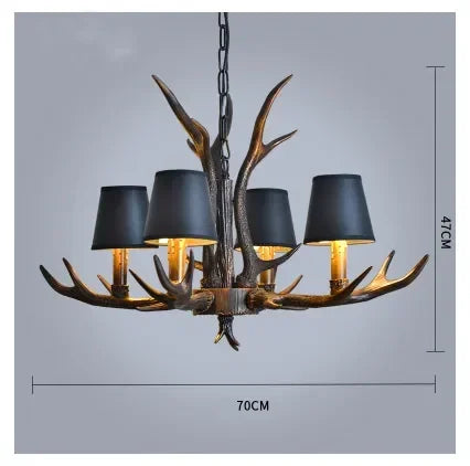 Deer Antler Lamp With Lampshade Resin Indoor Home Decor