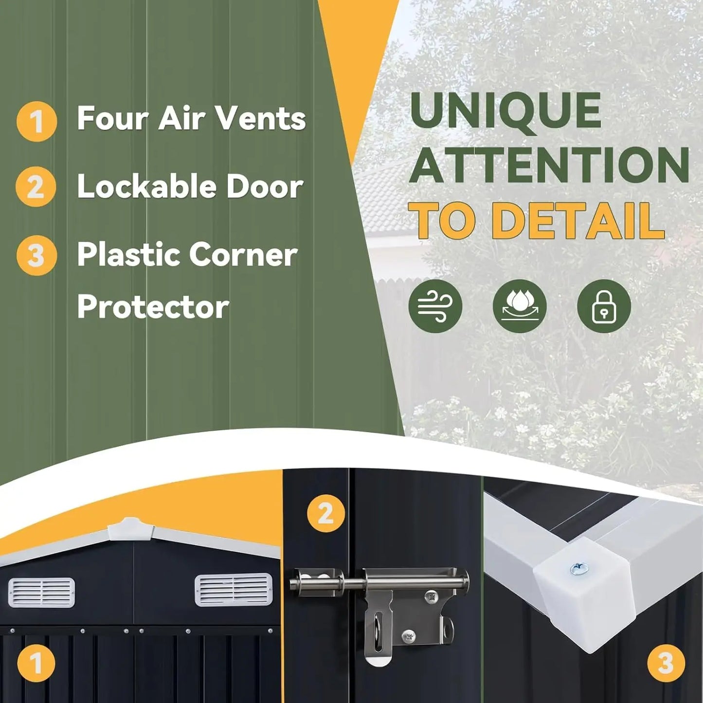 Outdoor Storage Shed With Double Hinged Door For Garden Utility