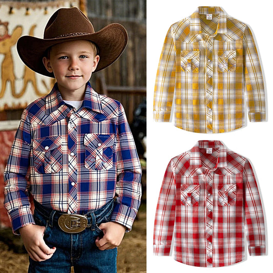 NONECN Boys Western Shirt Cowboy Costume For Kids Halloween Party
