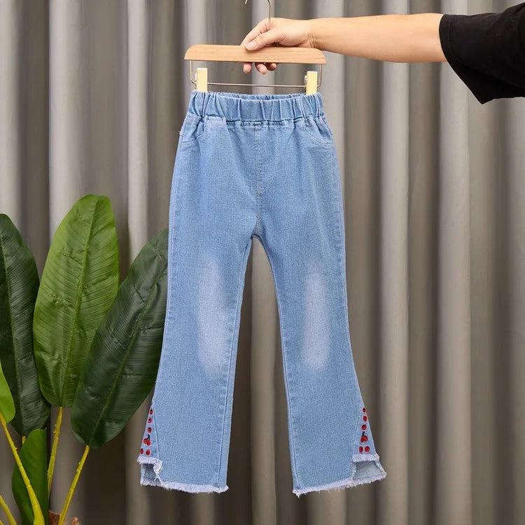 YSUBEST Girls Jeans Bell Bottoms For Spring Autumn Casual Kids