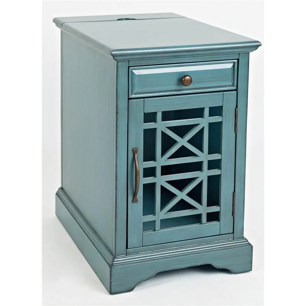 Jofran Farmhouse Craftsman End Table With USB Charging Station
