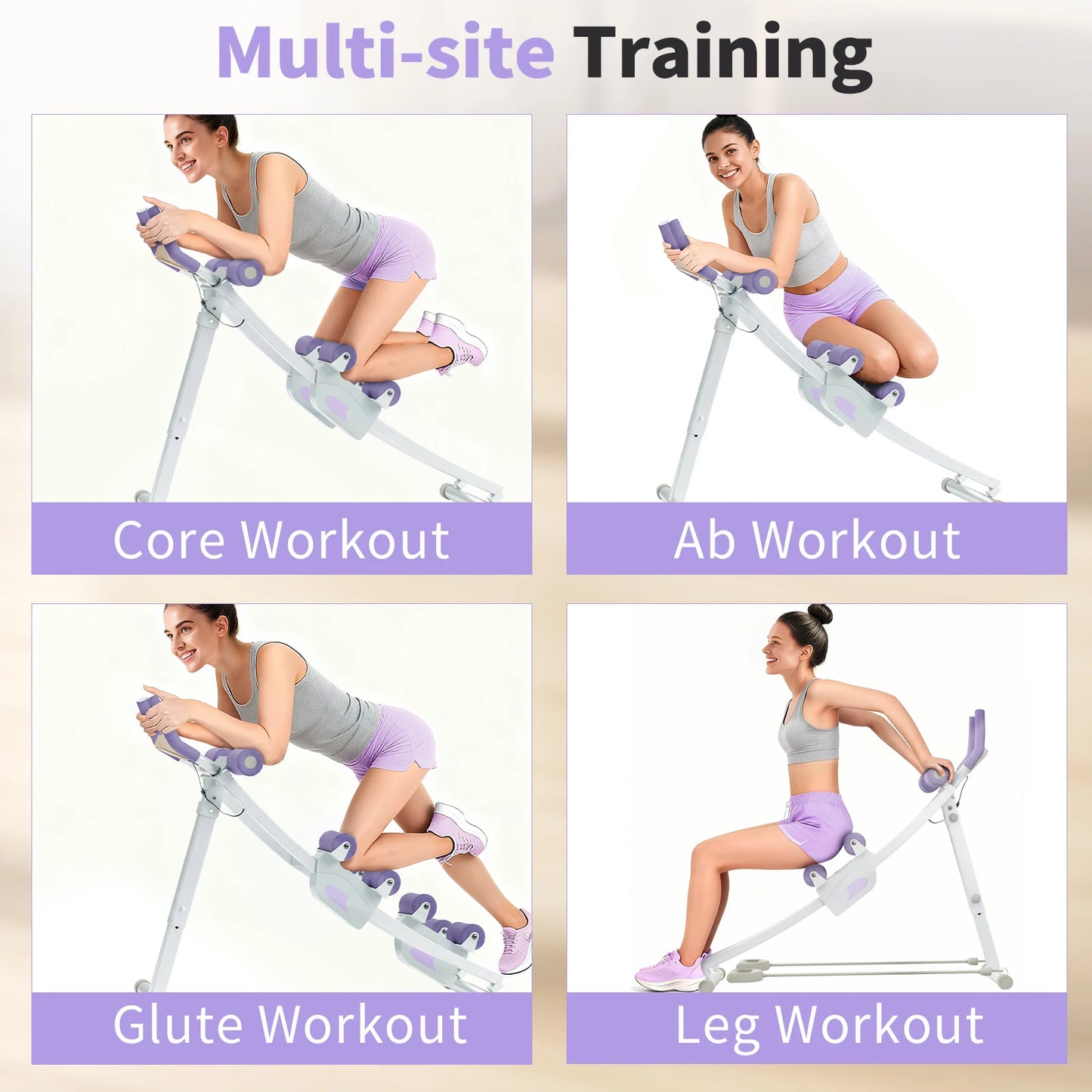 Adjustable Abdominal Curling Exercise Machine Dual Track Foldable Home Gym