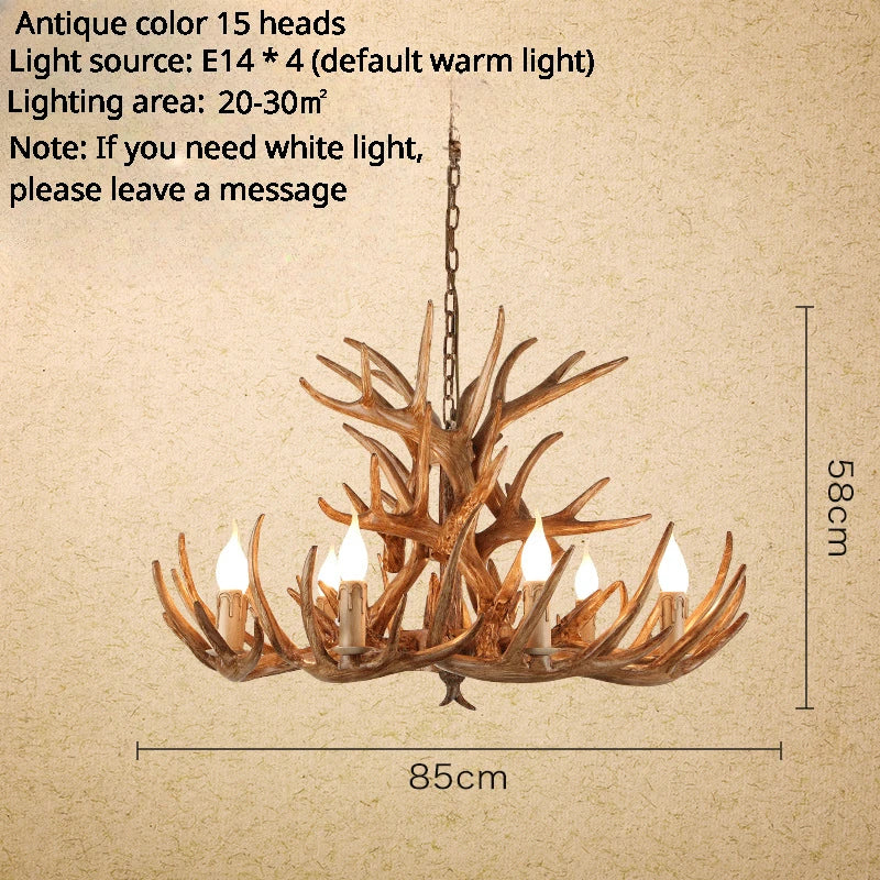 Deer Antler Lamp With Lampshade Resin Indoor Home Decor