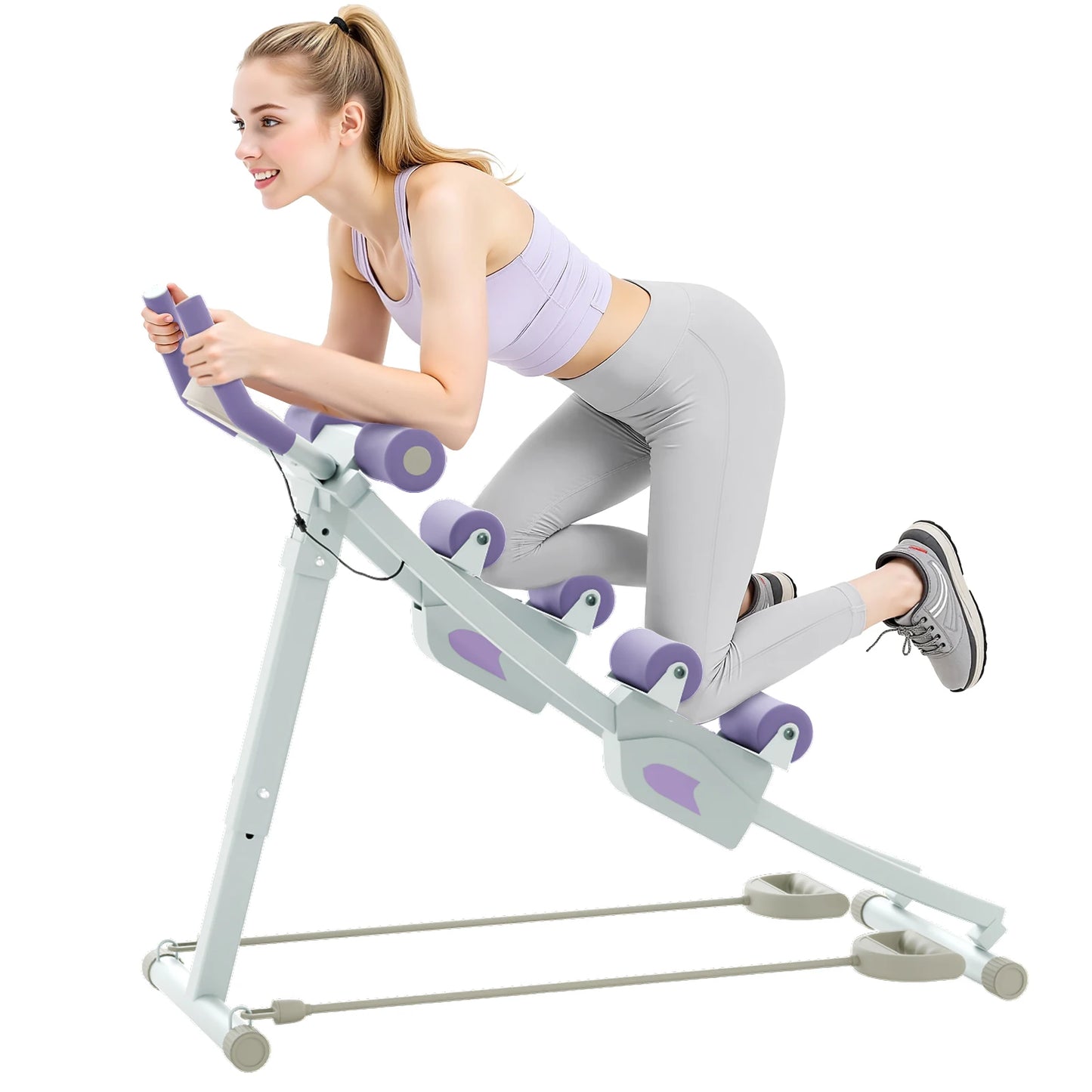 Adjustable Abdominal Curling Exercise Machine Dual Track Foldable Home Gym